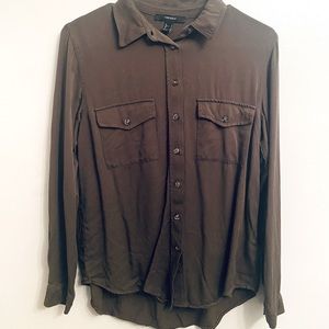 Olive green button down forever 21 shirt